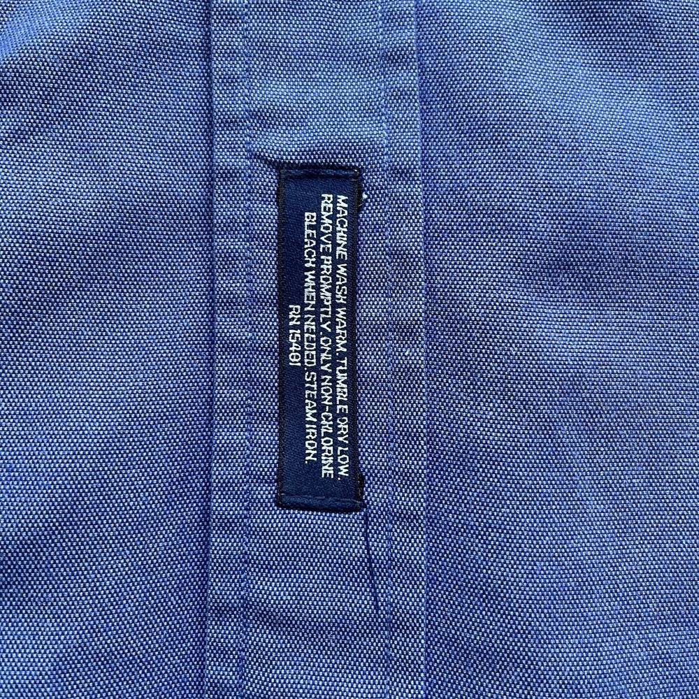 Tommy Hilfiger Button Shirt Men 17.5 34-35 Blue Cotton Oxford Crest Vintage - Picture 6 of 11